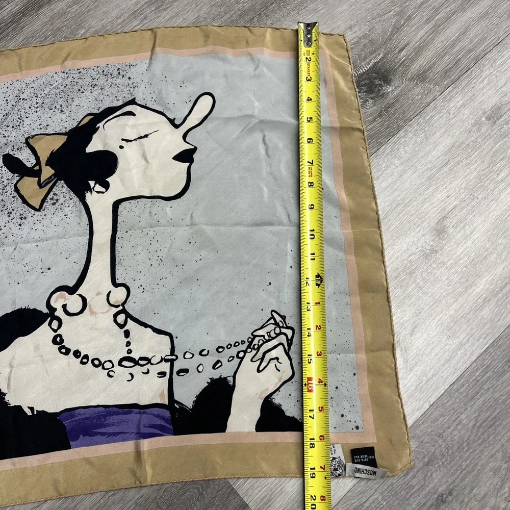 MOSCHINO Silk Scarf Olive Oyl Popeye 100% Silk Made In Italy